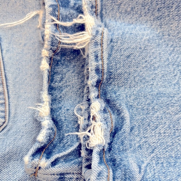 AGOLDE Riley Long High Rise Slim Straight Light Medium Blue Button Fly Size 27 - Picture 11 of 15